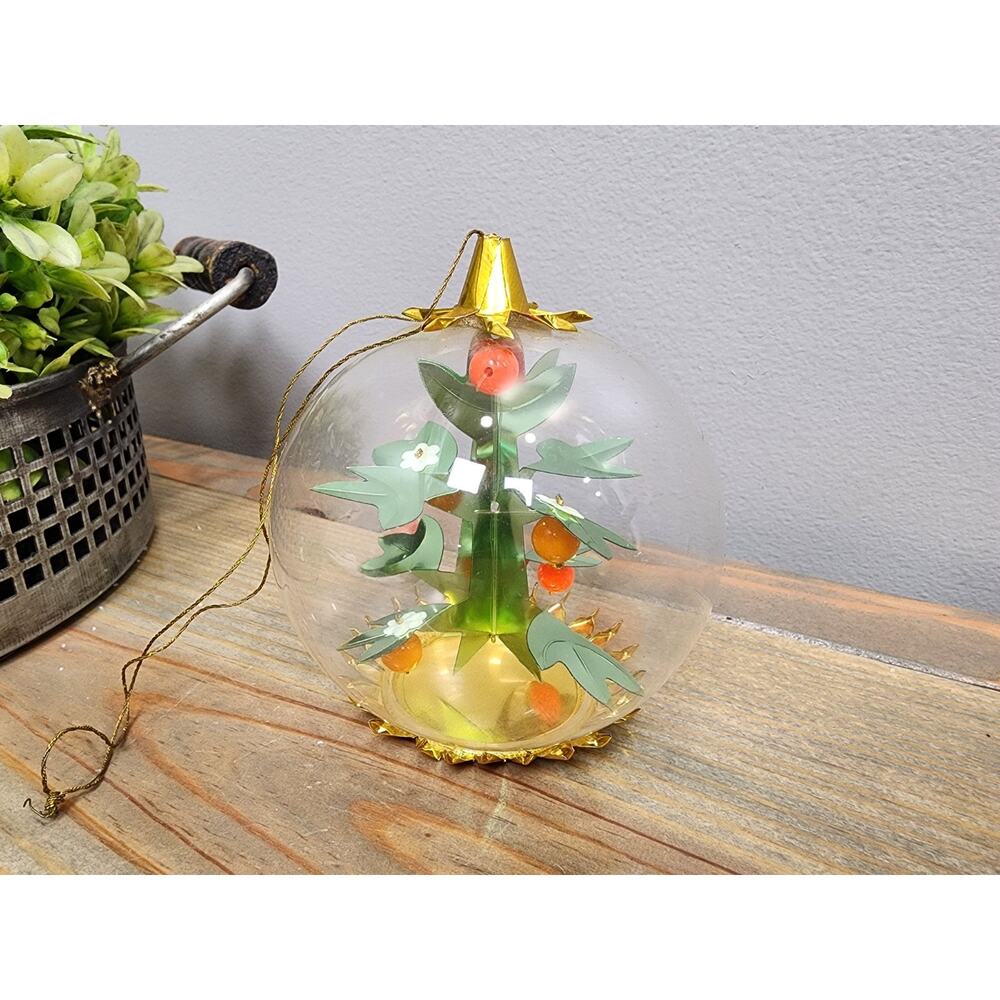 Vintage Resl Lenz Germany Christmas Fruit Tree Orn Foil Glass Retro Spinner